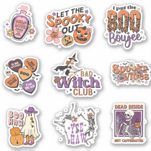 Retro Halloween Sticker (Voorkant)