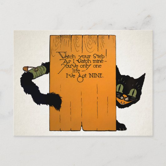 Retro Halloween Street Cat Briefkaart (Voorkant)