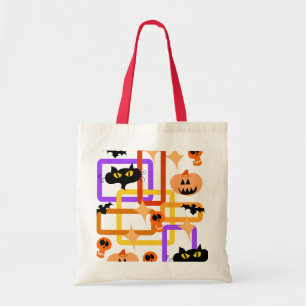 Retro Halloween Style Spooky Fun Patroon Tote Bag