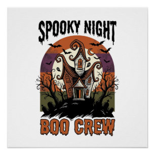 Retro Halloween T-shirt Boo Night Geheime Huis Ar Perfect Poster