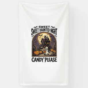 Retro Halloween T-shirt Candy Night Spoken Huis_ Spandoek