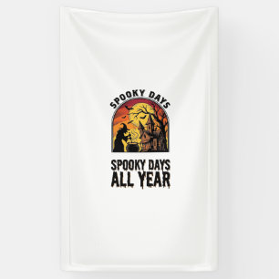 Retro Halloween T-shirt Heks Huis Vleermuis Maan O Spandoek