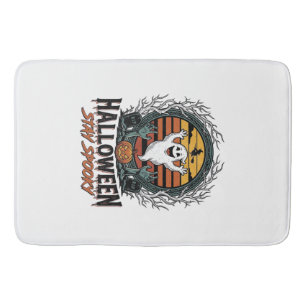 Retro Halloween T-shirt met gegraveerde spookmaan Badmat