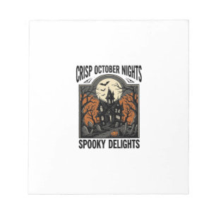 Retro Halloween T-shirt met Griezelnacht in Oktobe Notitieblok
