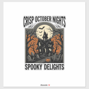 Retro Halloween T-shirt met Griezelnacht in Oktobe Sticker
