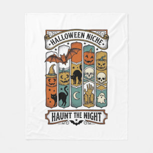 Retro Halloween T-shirt met vintage griezelige str Fleece Deken