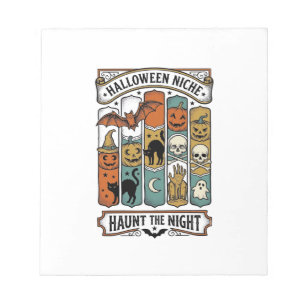 Retro Halloween T-shirt met vintage griezelige str Notitieblok