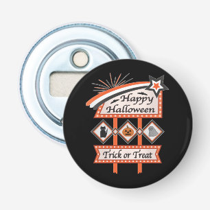 Retro Halloween Teken – Trick or treat Button Flesopener