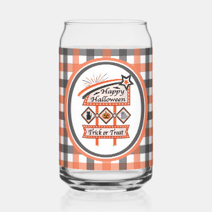 Retro Halloween Teken – Trick or treat Plaid Blikvorm Glas