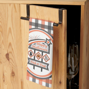 Retro Halloween Teken – Trick or treat Plaid Theedoek