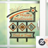 Retro Halloween Teken – Trick or treat Raamsticker (Huis)