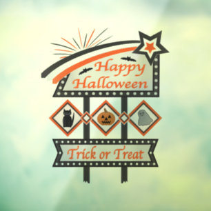 Retro Halloween Teken – Trick or treat Raamsticker