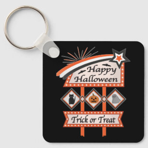 Retro  Halloween Teken – Trick or treat Sleutelhanger