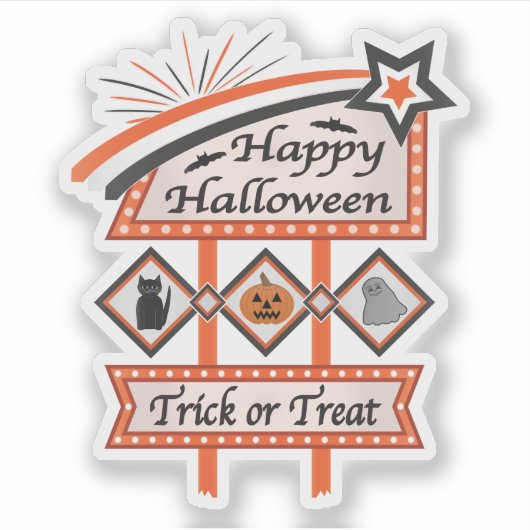 Retro Halloween Teken – Trick or treat Sticker (Voorkant)