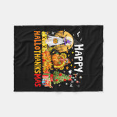 Retro Halloween Thanksgiving Christmas Happy Hallo Fleece Deken (Voorkant (Horizontaal))