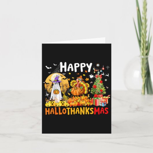 Retro Halloween Thanksgiving Christmas Happy Hallo Kaart (Voorkant)