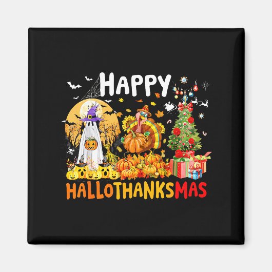 Retro Halloween Thanksgiving Christmas Happy Hallo Magneet (Voorkant)