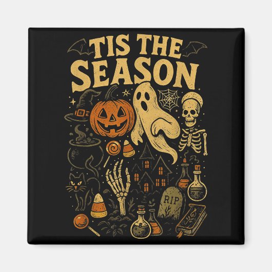 Retro Halloween Tis' The Season  Magneet (Voorkant)