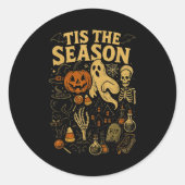 Retro Halloween Tis' The Season  Ronde Sticker (Voorkant)