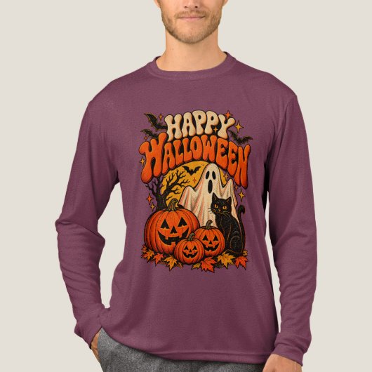 Retro Halloween Tri-Blend Shirt (Voorkant volledig)