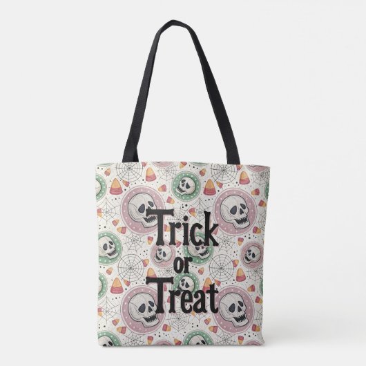 Retro Halloween Trick or treat Snoep Canvas tas (Achterkant)