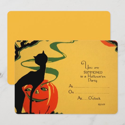 Retro Halloween Uitnodiging (Voorkant / Achterkant)