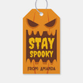 Retro Halloween verblijf Spooky Oranje pompoen gez Cadeaulabel (Achterkant)