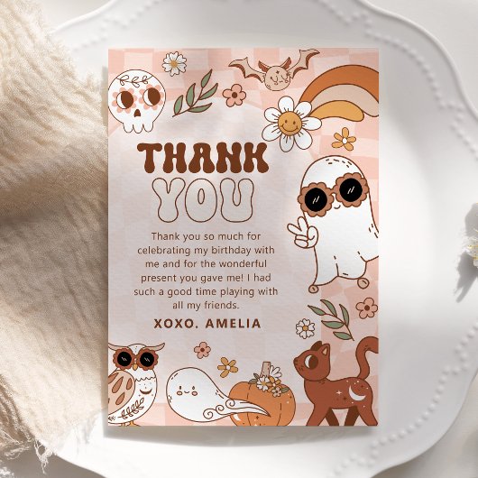 Retro Halloween Verjaardag Dankjewel Kaart