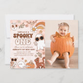 Retro Halloween verjaardag foto uitnodiging (Voorkant)