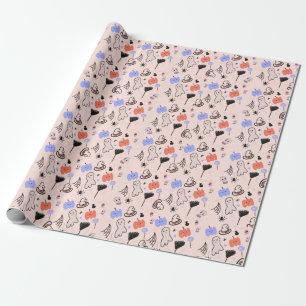 Retro Halloween Vintage Thema Doodles  Cadeaupapier