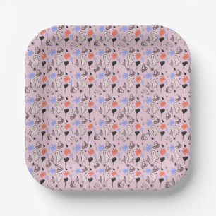 Retro Halloween Vintage Thema Doodles Papieren Bordje