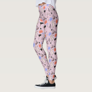 Retro Halloween Vintage Themade Doodles Roze  Leggings