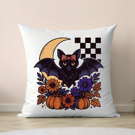 Retro Halloween Vleermuis Met Maan Gothische Esthe Kussen