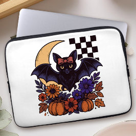 Retro Halloween Vleermuis Met Maan Gothische Esthe Laptop Sleeve