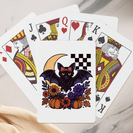 Retro Halloween Vleermuis Met Maan Gothische Esthe Pokerkaarten