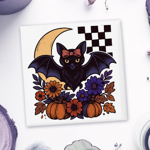 Retro Halloween vleermuis met maan gotische esthet Magneet