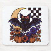Retro Halloween vleermuis met maan gotische esthet Muismat (Voorkant)