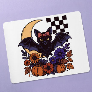 Retro Halloween vleermuis met maan gotische esthet Muismat