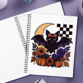 Retro Halloween vleermuis met maan gotische esthet Planner