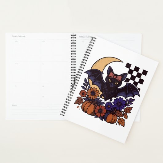 Retro Halloween vleermuis met maan gotische esthet Planner (Display)