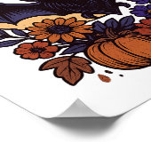 Retro Halloween vleermuis met maan gotische esthet Poster (Hoek)