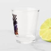 Retro Halloween vleermuis met maan gotische esthet Shot Glas (Rechts)