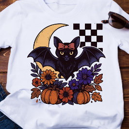 Retro Halloween vleermuis met maan gotische esthet T-shirt