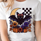 Retro Halloween vleermuis met maan gotische esthet T-shirt