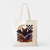 Retro Halloween vleermuis met maan gotische esthet Tote Bag (Achterkant)