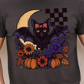Retro Halloween vleermuis met maan gotische esthet Tri-Blend Shirt