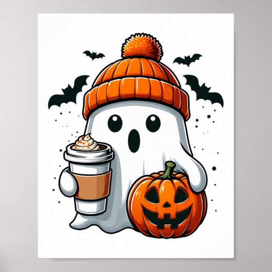 Retro Halloween Vrouwen Shirt Schattigee Ghost Dri Poster (Voorkant)