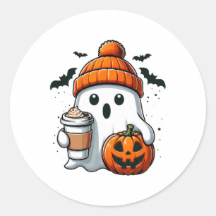 Retro Halloween Vrouwen Shirt Schattigee Ghost Dri Ronde Sticker