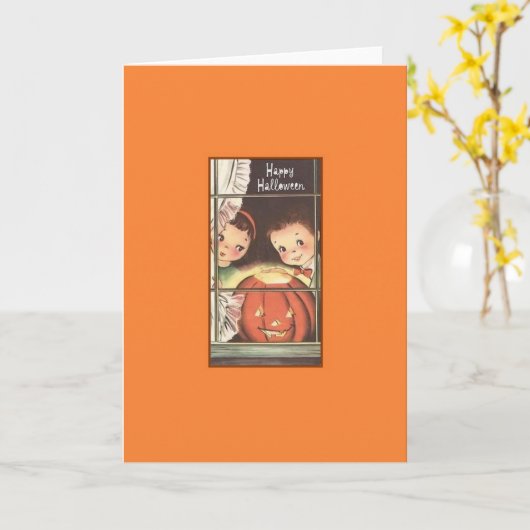 Retro Halloween Wenskaart Kaart (Gele Bloem)