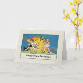 Retro Halloween Wenskaart Kaart (Gele Bloem)